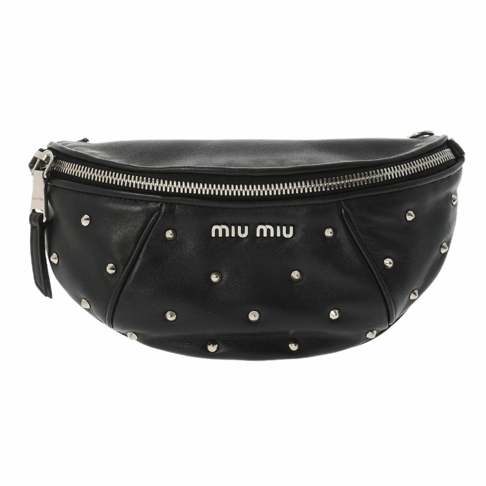Miu MIu Studded Black Lambskin Body Belt Bum Crossbody Bag